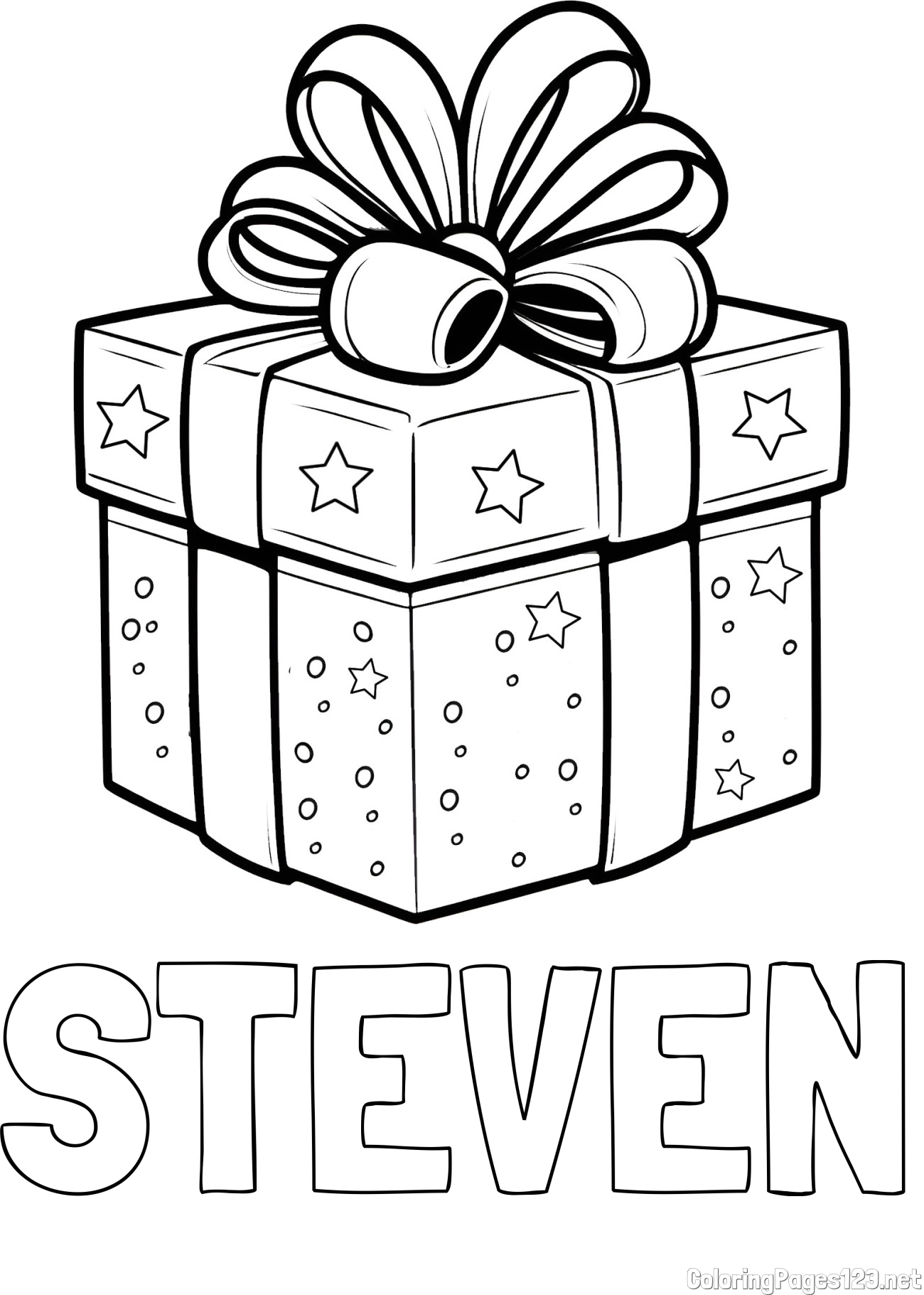 STEVEN Coloring Page and Christmas Gift Coloring Page