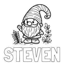 Online Created Coloring Page - STEVEN Coloring Page and Cute Gnome Coloring Page