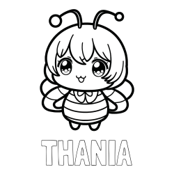 Online Created Coloring Page - THANIA Coloring Page and Anime-Style Bee Coloring Page