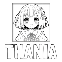 Online Created Coloring Page - THANIA Coloring Page and Coloring Page of a Cute an Smiling Anime Girl