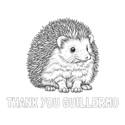 Online Created Coloring Page - THANK YOU GUILLERMO Coloring Page and Realistic Friendly Hedgehog Coloring Page