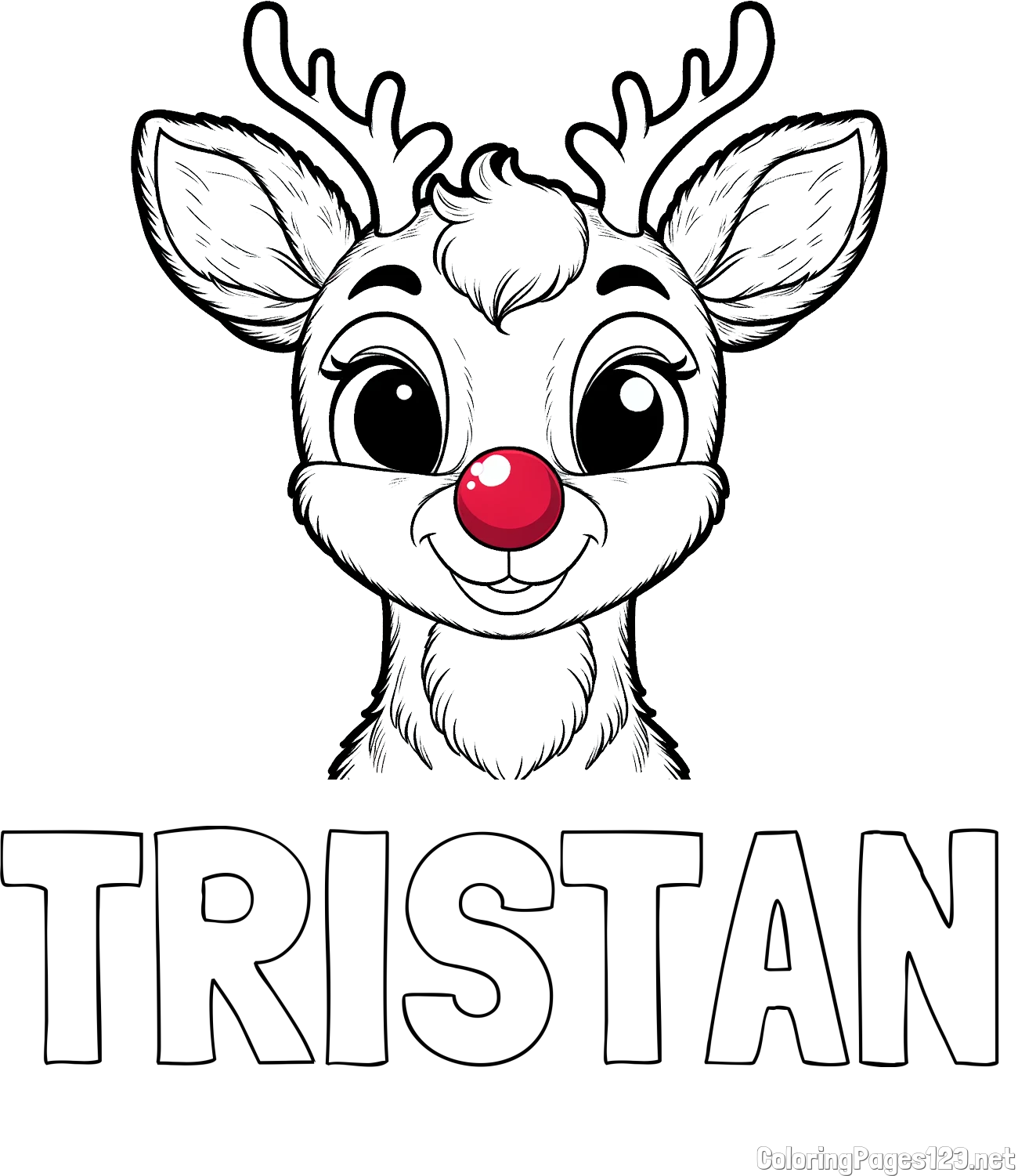 TRISTAN Coloring Page and Coloring Page of Rudolph the Red-Nosed Reindeer