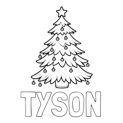 Online Created Coloring Page - TYSON Coloring Page and Christmas Tree with Star and Ornaments Coloring Page