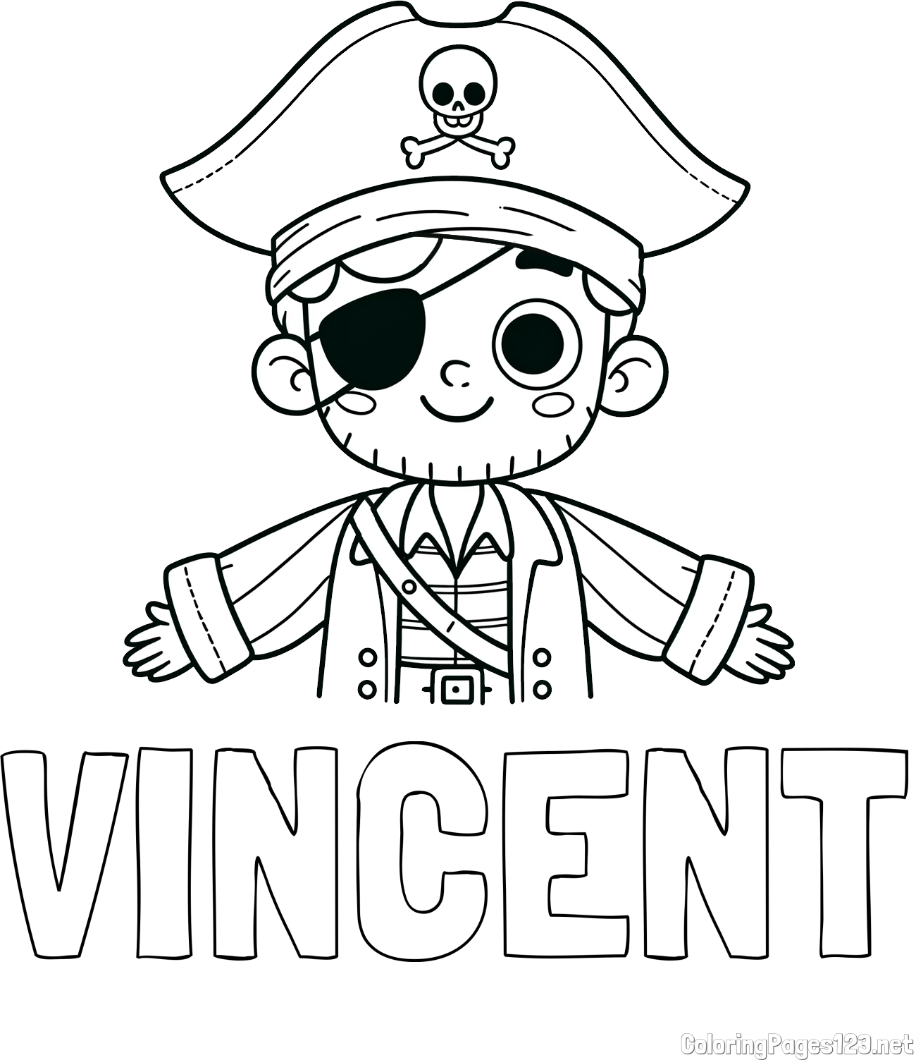 VINCENT Coloring Page and Happy Pirate Coloring Page