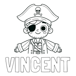 Online Created Coloring Page - VINCENT Coloring Page and Happy Pirate Coloring Page
