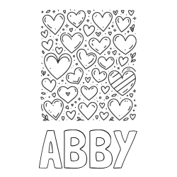 Online Created Coloring Page - ABBY Coloring Page and Children's Coloring Page of Many Hearts
