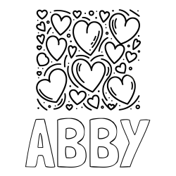 Online Created Coloring Page - ABBY Coloring Page and Free Printable Coloring Page of Hearts