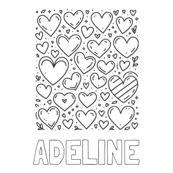 Online Created Coloring Page - ADELINE Coloring Page and Children's Coloring Page of Many Hearts