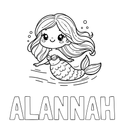 Online Created Coloring Page - ALANNAH Coloring Page and Coloring Page of a Cute Mermaid