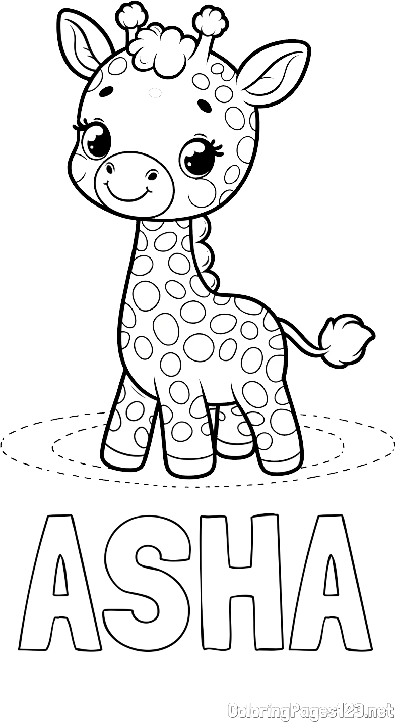 ASHA Coloring Page and Playful Giraffe Coloring Page