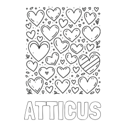 Online Created Coloring Page - ATTICUS Coloring Page and Children's Coloring Page of Many Hearts