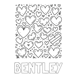 Online Created Coloring Page - BENTLEY Coloring Page and Children's Coloring Page of Many Hearts