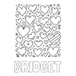 Online Created Coloring Page - BRIDGET Coloring Page and Children's Coloring Page of Many Hearts