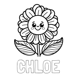 Online Created Coloring Page - CHLOE Coloring Page and Smiling Flower Coloring Page