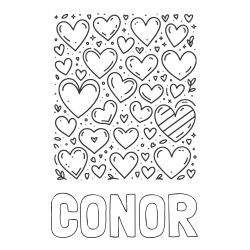 Online Created Coloring Page - CONOR Coloring Page and Children's Coloring Page of Many Hearts