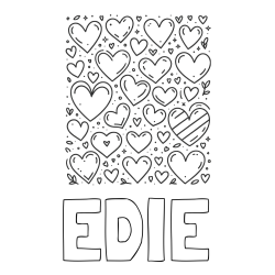 Online Created Coloring Page - EDIE Coloring Page and Children's Coloring Page of Many Hearts