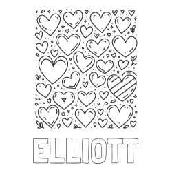 Online Created Coloring Page - ELLIOTT Coloring Page and Children's Coloring Page of Many Hearts