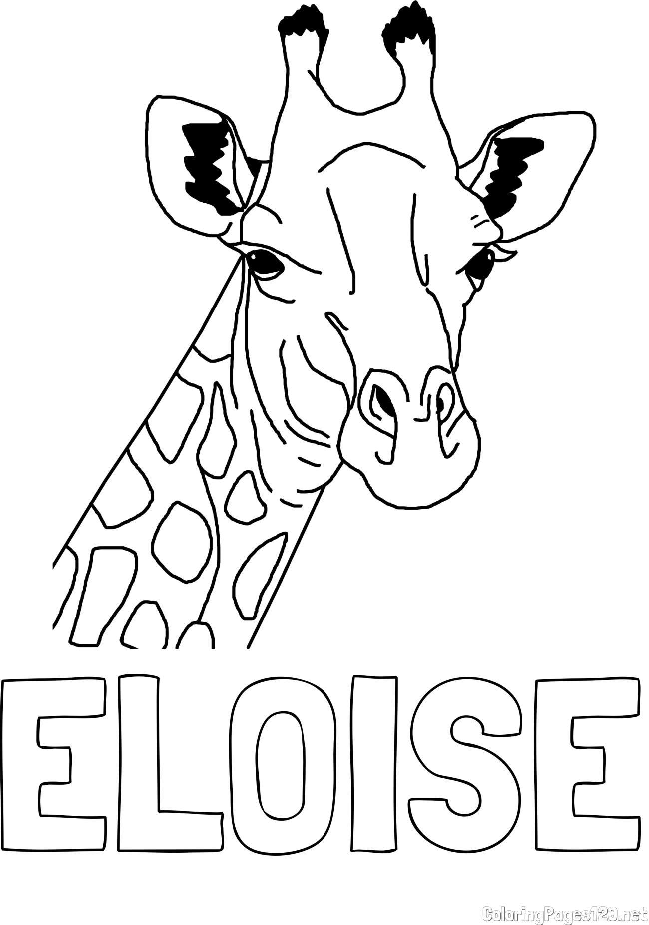 ELOISE Coloring Page and Beautiful Coloring Page of a Giraffe's Head