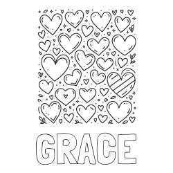 Online Created Coloring Page - GRACE Coloring Page and Children's Coloring Page of Many Hearts