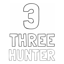 Online Created Coloring Page - HUNTER Coloring Page and Coloring of the Number Three (3) with the Written Name