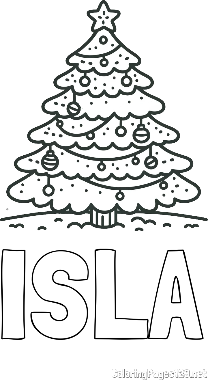 ISLA Coloring Page and Coloring Page of a Simple Christmas Tree