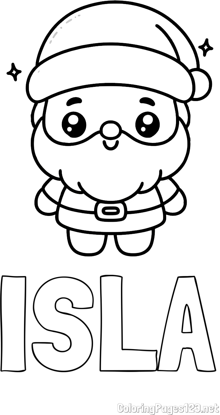 ISLA Coloring Page and Simple Coloring Page of Santa Claus for Kids