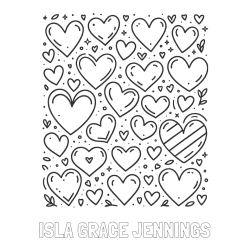 Online Created Coloring Page - ISLA GRACE JENNINGS Coloring Page and Children's Coloring Page of Many Hearts
