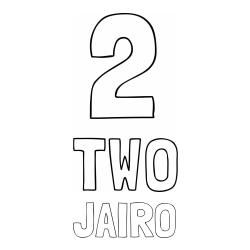 Online Created Coloring Page - JAIRO Coloring Page and Coloring of the Number Two (2) with the Written Name
