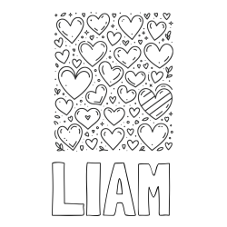 Online Created Coloring Page - LIAM Coloring Page and Children's Coloring Page of Many Hearts