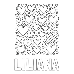 Online Created Coloring Page - LILIANA Coloring Page and Children's Coloring Page of Many Hearts