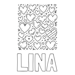 Online Created Coloring Page - LINA Coloring Page and Children's Coloring Page of Many Hearts