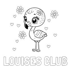 Online Created Coloring Page - LOUISES CLUB Coloring Page and Coloring Page of a Cute Flamingo with Flowers