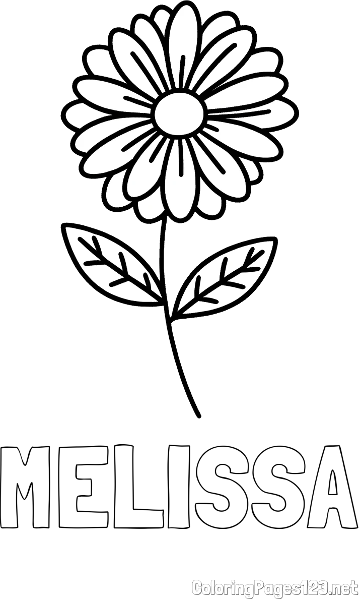 MELISSA Coloring Page and Flower Coloring Page