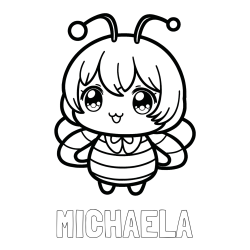 Online Created Coloring Page - MICHAELA Coloring Page and Anime-Style Bee Coloring Page