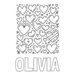 Online Created Coloring Page - OLIVIA Coloring Page and Children's Coloring Page of Many Hearts