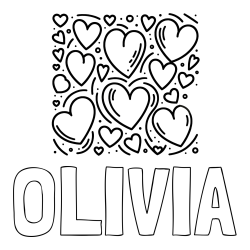 Online Created Coloring Page - OLIVIA Coloring Page and Free Printable Coloring Page of Hearts
