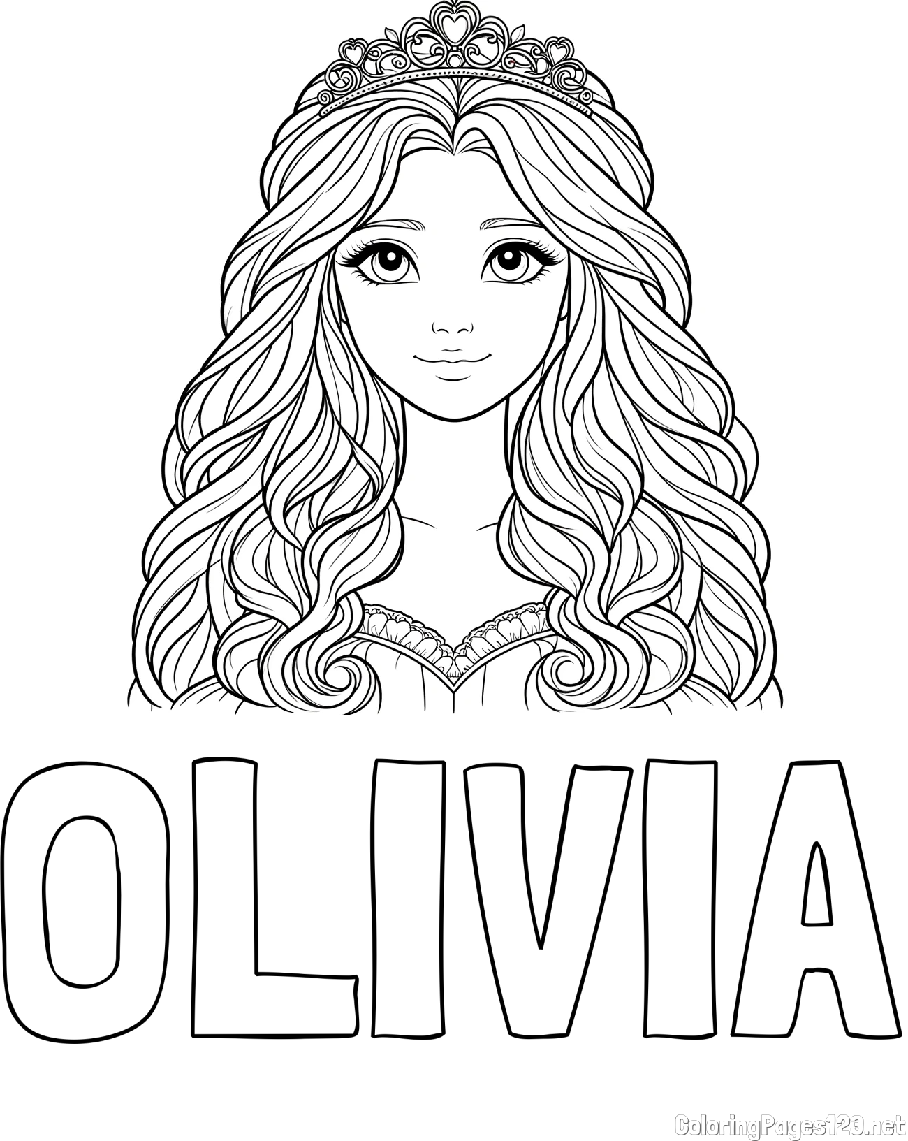 OLIVIA Coloring Page and Princess Coloring Page