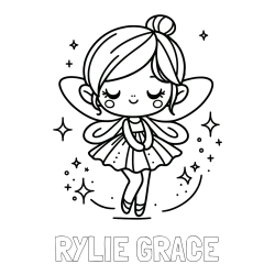 Online Created Coloring Page - RYLIE GRACE Coloring Page and Children's Coloring Page of a Magical Fairy