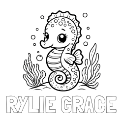 Online Created Coloring Page - RYLIE GRACE Coloring Page and Cute Seahorse Coloring Page