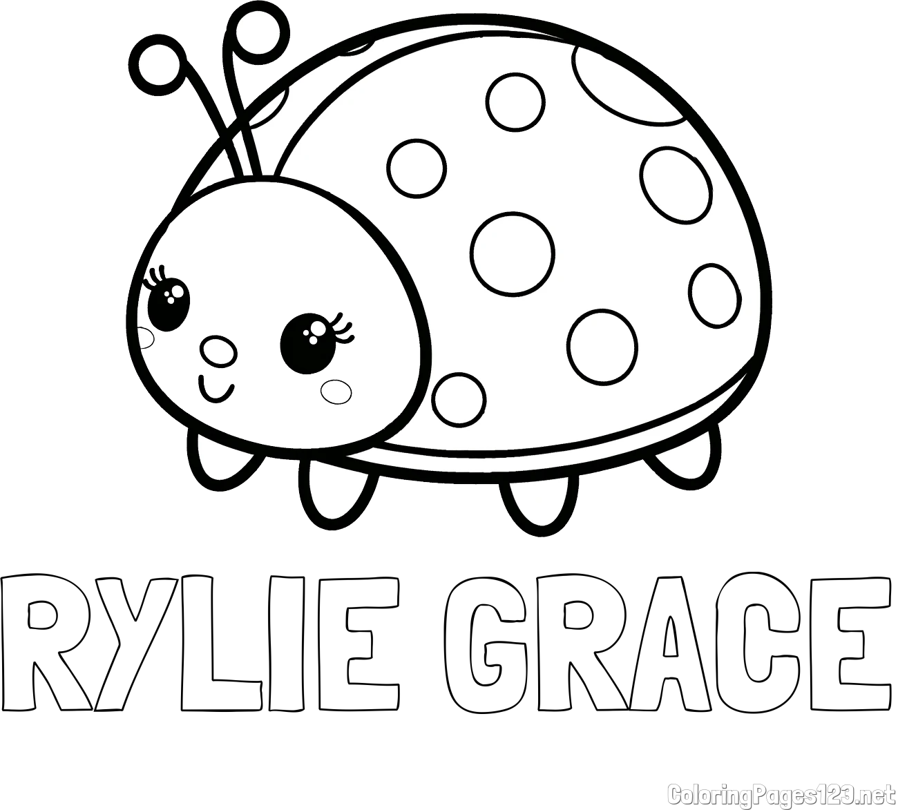 RYLIE GRACE Coloring Page and Smiling Ladybug Coloring Page