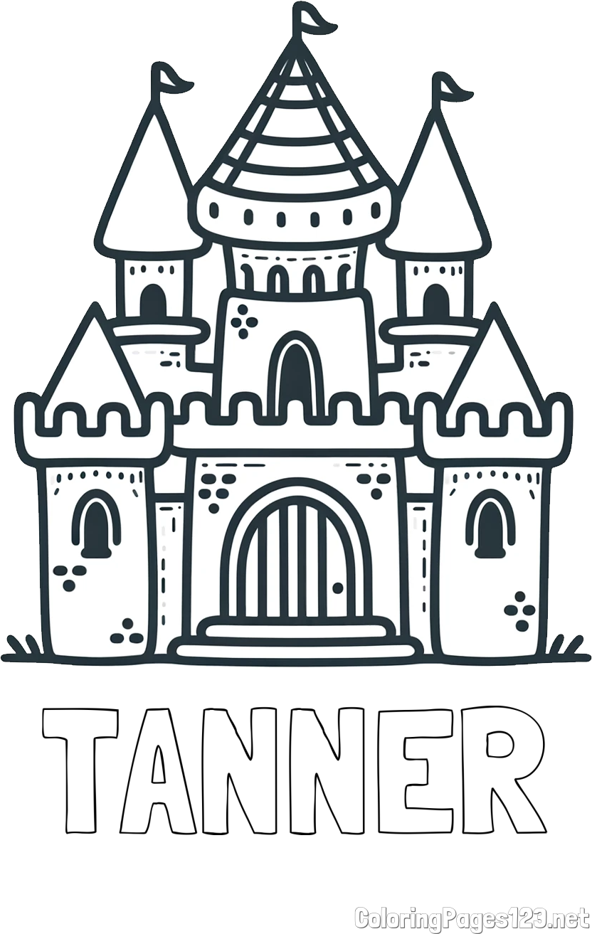 TANNER Coloring Page and Beautiful Castle Coloring Page for Kids