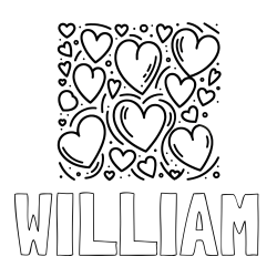 Online Created Coloring Page - WILLIAM Coloring Page and Free Printable Coloring Page of Hearts