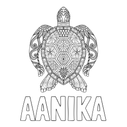 Online Created Coloring Page - AANIKA Coloring Page and Sea Turtle Mandala Coloring Page