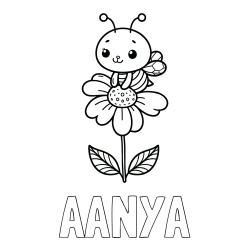 Online Created Coloring Page - AANYA Coloring Page and Coloring Page of a Cute Bee on a Flower