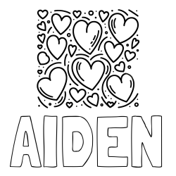 Online Created Coloring Page - AIDEN Coloring Page and Free Printable Coloring Page of Hearts