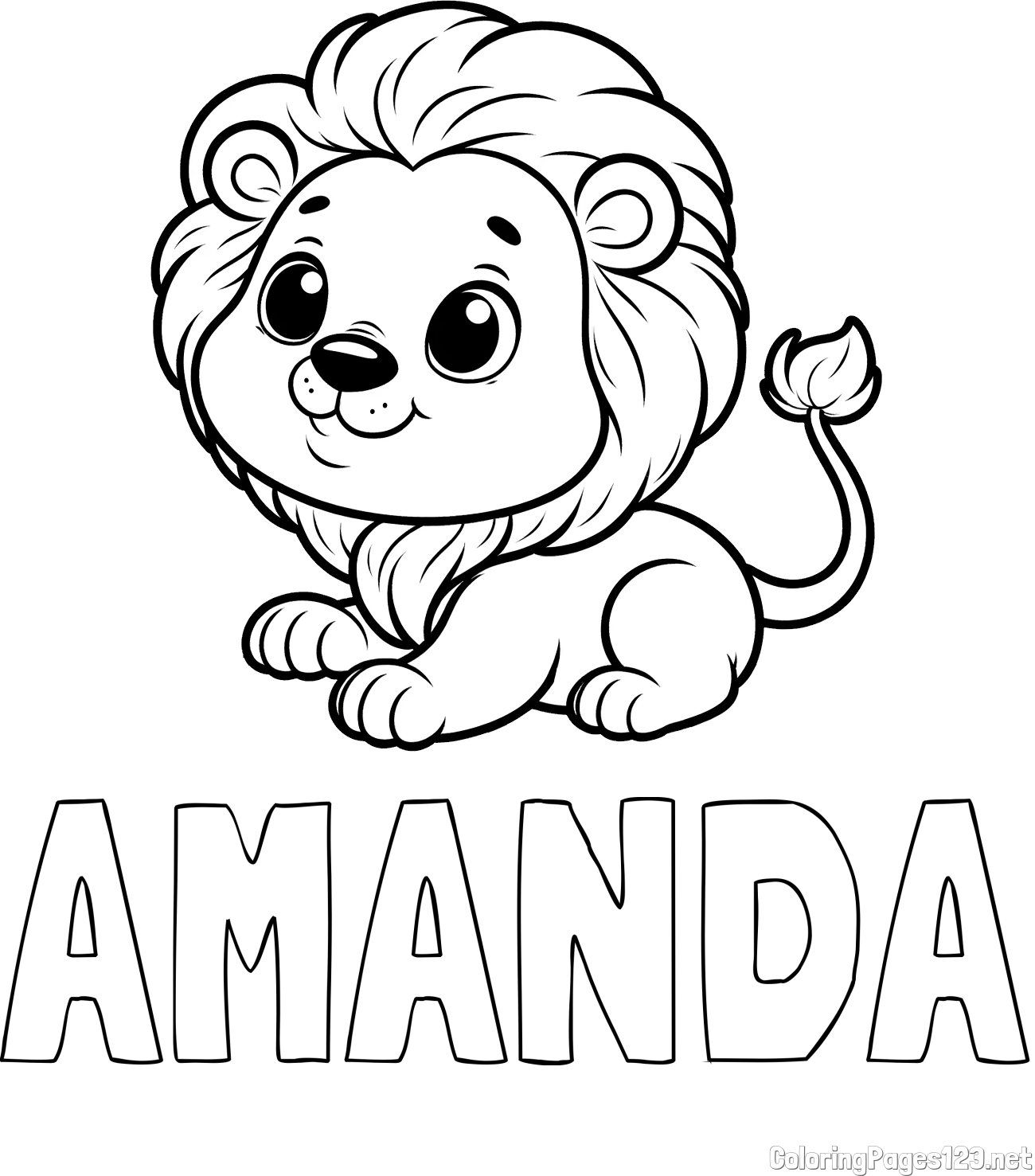 AMANDA Coloring Page and Playful Baby Lion Coloring Page