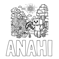 Online Created Coloring Page - ANAHI Coloring Page and Minecraft World Coloring Page