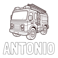 Online Created Coloring Page - ANTONIO Coloring Page and Free Coloring Page of a Fire Truck