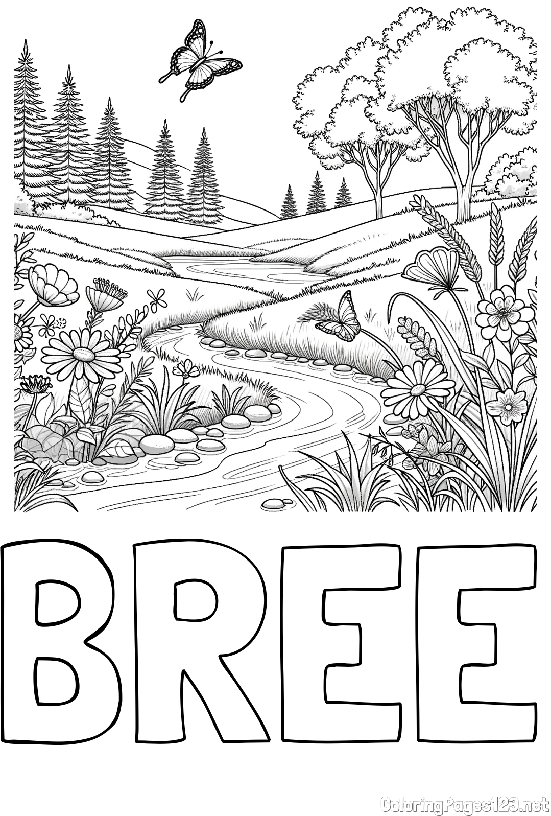 BREE Coloring Page and Summer Nature Coloring Page