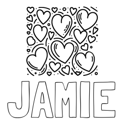 Online Created Coloring Page - JAMIE Coloring Page and Free Printable Coloring Page of Hearts
